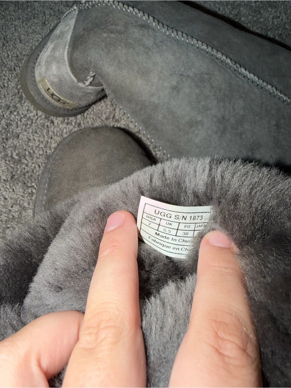 UGG Australia Bailey Button Triplet II Tall Boots Grey Suede Size 7